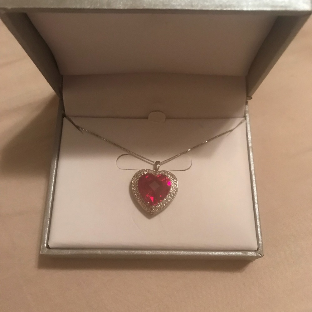 Sterling silver Ruby heart pendant